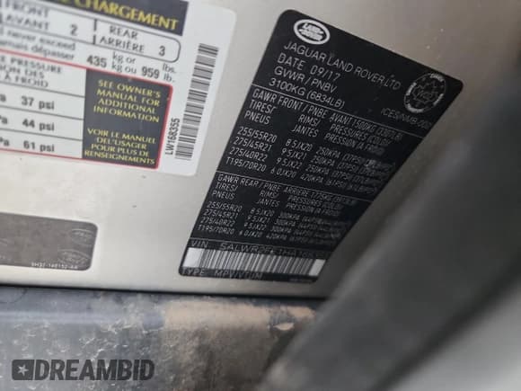 ✅ 2017 Land Rover Range Rover Sport • VIN: SALWR2FE1HA168355 • Lot: 85384845. Listed on Copart with 103,650 mi. Free auction sales archive from the USA and detailed vehicle history report at DreamBid. Image 13.