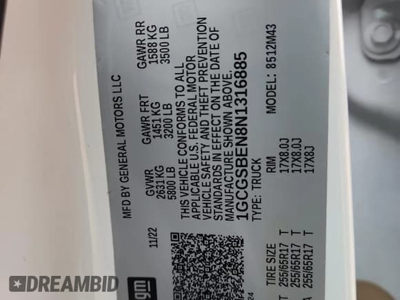 ✅ 2022 Chevrolet Colorado 2WD Work Truck • VIN: 1GCGSBEN8N1316885 • Lot: 85322685. Wystawiony na Copart z przebiegiem 80 830 mil. Bezpłatny archiwum sprzedaży aukcyjnych z USA i szczegółowy raport historii pojazdu na DreamBid. Zdjęcie 12.