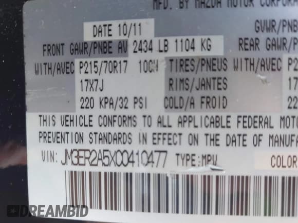 ✅ 2012 Mazda CX-7 i SV • VIN: JM3ER2A5XC0410477 • Lot: 43348147. Wystawiony na IAAI z przebiegiem 148 353 mil. Bezpłatny archiwum sprzedaży aukcyjnych z USA i szczegółowy raport historii pojazdu na DreamBid. Zdjęcie 9.