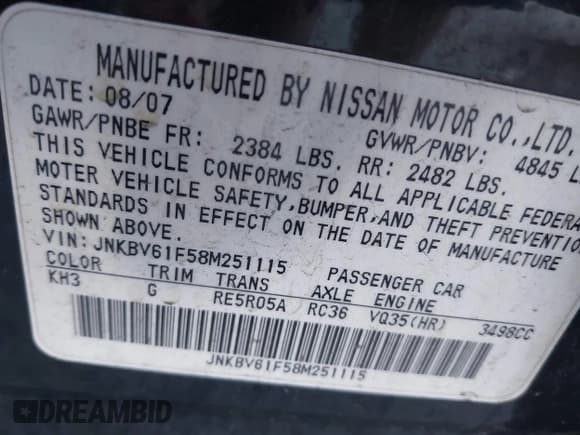 ✅ 2008 Infiniti G35 x • VIN: JNKBV61F58M251115 • Lot: 43615613. Wystawiony na IAAI z przebiegiem 218 620 mil. Bezpłatny archiwum sprzedaży aukcyjnych z USA i szczegółowy raport historii pojazdu na DreamBid. Zdjęcie 9.