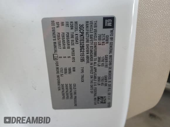 ✅ 2011 Chevrolet Silverado 1500 LTZ • VIN: 3GCPKTE32BG215195 • Lot: 72877944. Listed on Copart with 180,611 mi. Free auction sales archive from the USA and detailed vehicle history report at DreamBid. Image 14.