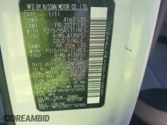 ✅ 2011 Nissan Juke SL • VIN: JN8AF5MV0BT015903 • Lot: 43184458. Wystawiony na IAAI z przebiegiem 162 233 mil. Bezpłatny archiwum sprzedaży aukcyjnych z USA i szczegółowy raport historii pojazdu na DreamBid. Zdjęcie 9.