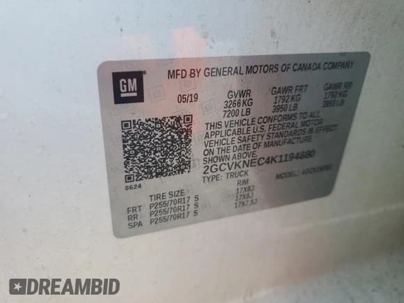 ✅ 2019 Chevrolet Silverado 1500 Work Truck • VIN: 2GCVKNEC4K1194880 • Lot: 71149224. Wystawiony na Copart z przebiegiem 125 934 mil. Bezpłatny archiwum sprzedaży aukcyjnych z USA i szczegółowy raport historii pojazdu na DreamBid. Zdjęcie 12.