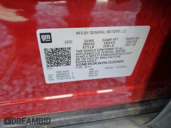 ✅ 2022 Chevrolet Traverse LT Cloth • VIN: 1GNERGKW2NJ120459 • Lot: 66495115. Listed on Copart with 30,514 mi. Free auction sales archive from the USA and detailed vehicle history report at DreamBid. Image 13.