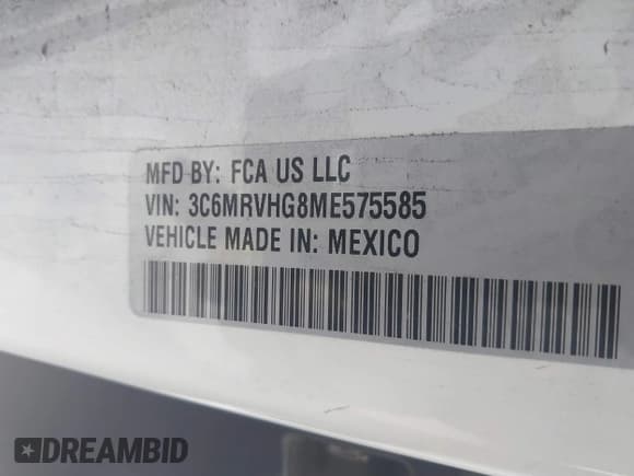 ✅ 2021 Ram ProMaster Cargo • VIN: 3C6MRVHG8ME575585 • Лот: 42127164. Опубликован ранее на IAAI с пробегом 57 869 миль. Бесплатный доступ к архиву аукционных продаж из США и подробный отчёт об истории автомобиля на DreamBid. Изображение 9.