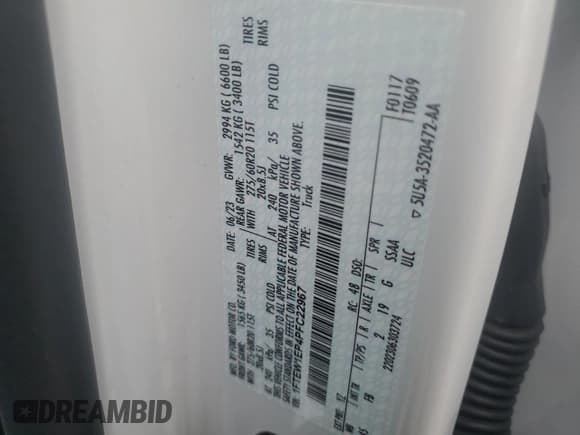 ✅ 2023 Ford F-150 XL • VIN: 1FTEW1EP4PFC22967 • Lot: 80123745. Listed on Copart with 45,437 mi. Free auction sales archive from the USA and detailed vehicle history report at DreamBid. Image 12.