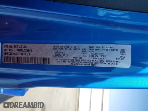 ✅ 2022 Jeep Gladiator Texas Trail • VIN: 1C6HJTAG4NL135346 • Lot: 56003285. Wystawiony na Copart z przebiegiem 40 125 mil. Bezpłatny archiwum sprzedaży aukcyjnych z USA i szczegółowy raport historii pojazdu na DreamBid. Zdjęcie 12.