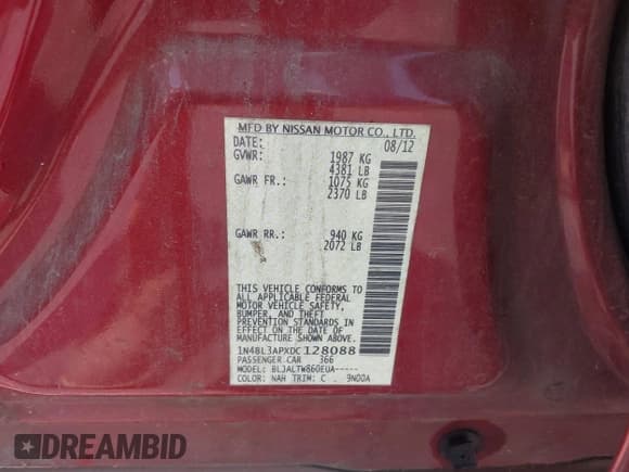 ✅ 2013 Nissan Altima SL • VIN: 1N4BL3APXDC128088 • Лот: 42540224. Опубликован ранее на IAAI с пробегом 158 738 миль. Бесплатный доступ к архиву аукционных продаж из США и подробный отчёт об истории автомобиля на DreamBid. Изображение 9.