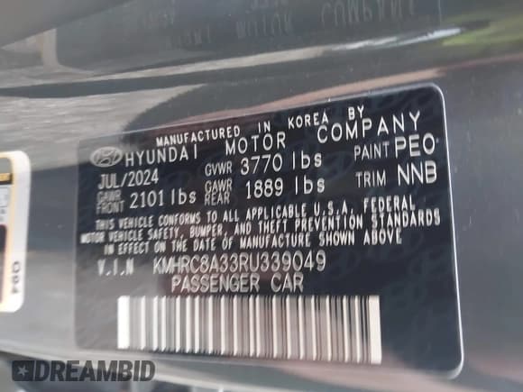 ✅ 2024 Hyundai Venue Limited • VIN: KMHRC8A33RU339049 • Lot: 43293529. Wystawiony na IAAI z przebiegiem 2 594 mil. Bezpłatny archiwum sprzedaży aukcyjnych z USA i szczegółowy raport historii pojazdu na DreamBid. Zdjęcie 9.