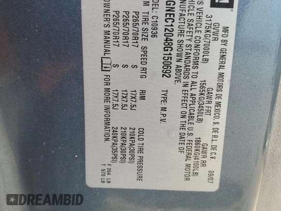 ✅ 2008 Chevrolet Avalanche 1LT • VIN: 3GNEC12048G150692 • Лот: 82730135. Опубликован ранее на Copart с пробегом Не указан. Бесплатный доступ к архиву аукционных продаж из США и подробный отчёт об истории автомобиля на DreamBid. Изображение 12.