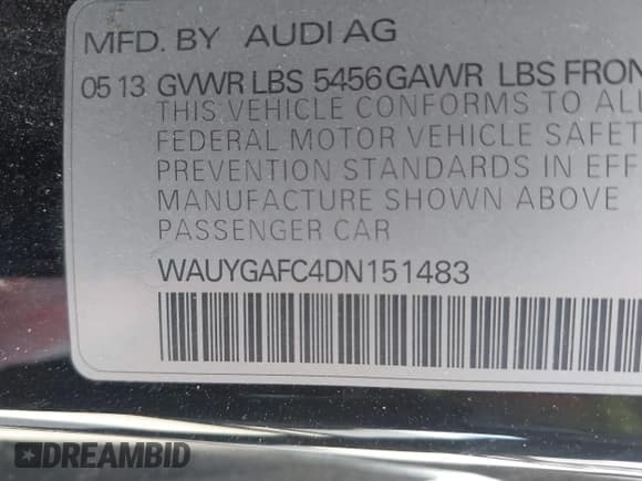 ✅ 2013 Audi A7 Premium Plus • VIN: WAUYGAFC4DN151483 • Лот: 42261777. Опубликован ранее на IAAI с пробегом 122 497 миль. Бесплатный доступ к архиву аукционных продаж из США и подробный отчёт об истории автомобиля на DreamBid. Изображение 9.