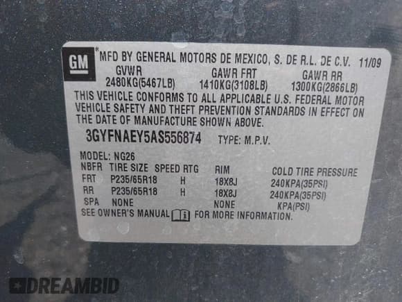 ✅ 2010 Cadillac SRX Luxury Collection • VIN: 3GYFNAEY5AS556874 • Lot: 43186650. Listed on IAAI with Not provided. Free auction sales archive from the USA and detailed vehicle history report at DreamBid. Image 9.