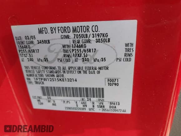 ✅ 2005 Ford F-150 XLT • VIN: 1FTPW12515KE13214 • Lot: 43295192. Listed on IAAI with 160,592 mi. Free auction sales archive from the USA and detailed vehicle history report at DreamBid. Image 9.