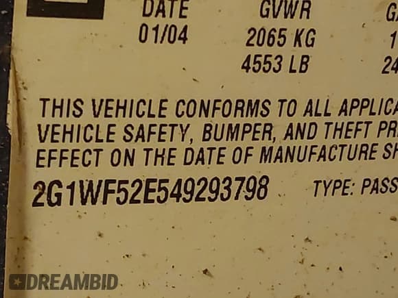 ✅ 2004 Chevrolet Impala • VIN: 2G1WF52E549293798 • Lot: 43818763. Listed on IAAI with 243,403 mi. Free auction sales archive from the USA and detailed vehicle history report at DreamBid. Image 9.