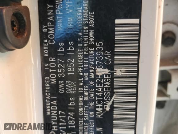 ✅ 2017 Hyundai Accent SE • VIN: KMHCT4AE2HU373935 • Лот: 71674343. Опубликован ранее на Copart с пробегом 96 572 миль. Бесплатный доступ к архиву аукционных продаж из США и подробный отчёт об истории автомобиля на DreamBid. Изображение 12.