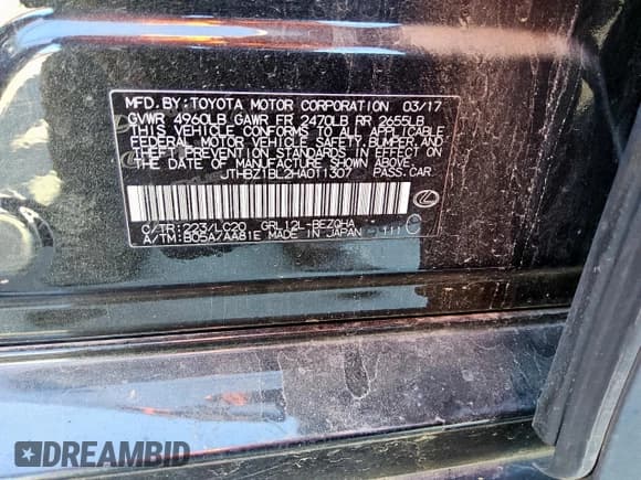 ✅ 2017 Lexus GS 350 • VIN: JTHBZ1BL2HA011307 • Lot: 85592445. Wystawiony na Copart z przebiegiem 95 867 mil. Bezpłatny archiwum sprzedaży aukcyjnych z USA i szczegółowy raport historii pojazdu na DreamBid. Zdjęcie 12.