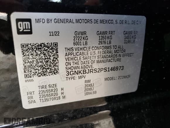 ✅ 2023 Chevrolet Blazer LT • VIN: 3GNKBJRS2PS146973 • Lot: 62518375. Listed on Copart with 55,191 mi. Free auction sales archive from the USA and detailed vehicle history report at DreamBid. Image 13.