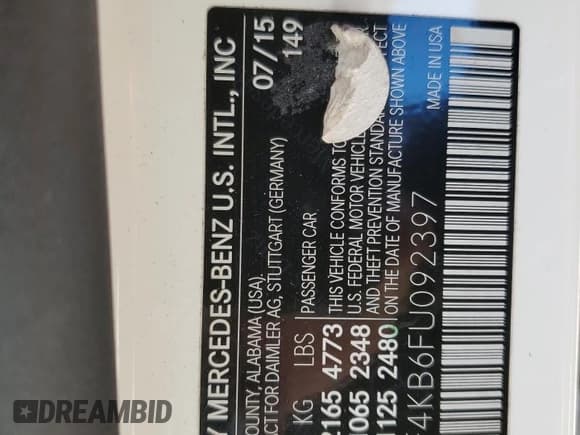 ✅ 2015 Mercedes-Benz C 300 Luxury • VIN: 55SWF4KB6FU092397 • Lot: 93611695. Listed on Copart with 73,301 mi. Free auction sales archive from the USA and detailed vehicle history report at DreamBid. Image 13.