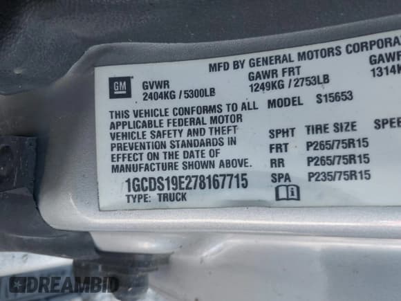 ✅ 2007 Chevrolet Colorado 1LT • VIN: 1GCDS19E278167715 • Лот: 43635246. Опубликован ранее на IAAI с пробегом 68 859 миль. Бесплатный доступ к архиву аукционных продаж из США и подробный отчёт об истории автомобиля на DreamBid. Изображение 9.