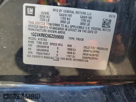 ✅ 2016 Chevrolet Silverado 1500 LT • VIN: 1GCVKREC9GZ299680 • Лот: 82275145. Опубликован ранее на Copart с пробегом 135 525 миль. Бесплатный доступ к архиву аукционных продаж из США и подробный отчёт об истории автомобиля на DreamBid. Изображение 12.