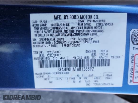 ✅ 2010 Ford Fusion SE • VIN: 3FAHP0HA1AR138892 • Lot: 59781125. Listed on Copart with 157,900 mi. Free auction sales archive from the USA and detailed vehicle history report at DreamBid. Image 12.