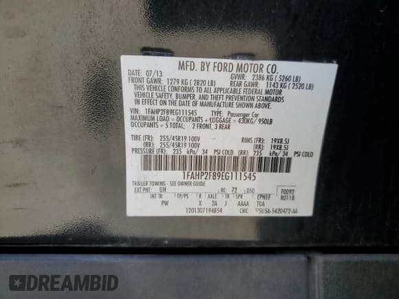 ✅ 2014 Ford Taurus Limited • VIN: 1FAHP2F89EG111545 • Лот: 92347745. Опубликован ранее на Copart с пробегом 103 958 миль. Бесплатный доступ к архиву аукционных продаж из США и подробный отчёт об истории автомобиля на DreamBid. Изображение 12.