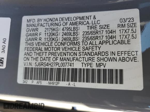 ✅ 2023 Honda CR-V LX • VIN: 5J6RS4H27PL007741 • Лот: 81985895. Опубликован ранее на Copart с пробегом 21 513 миль. Бесплатный доступ к архиву аукционных продаж из США и подробный отчёт об истории автомобиля на DreamBid. Изображение 14.
