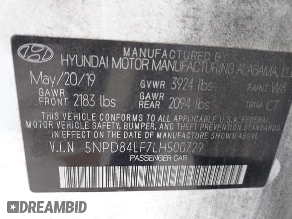 ✅ 2020 Hyundai Elantra SEL • VIN: 5NPD84LF7LH500729 • Lot: 42931384. Listed on IAAI with 136,057 mi. Free auction sales archive from the USA and detailed vehicle history report at DreamBid. Image 9.