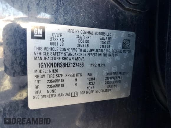 ✅ 2017 Cadillac XT5 Luxury AWD • VIN: 1GYKNDRS8HZ127456 • Лот: 89872605. Опубликован ранее на Copart с пробегом 112 945 миль. Бесплатный доступ к архиву аукционных продаж из США и подробный отчёт об истории автомобиля на DreamBid. Изображение 13.