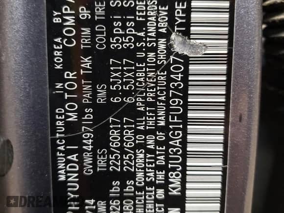 2015 Hyundai Tucson SE z VIN KM8JU3AG1FU973407, wystawiony jako Copart lot #59017604 z przebiegiem Nie podano mil oraz Szkoda całkowita • Salvage title. Historia ofert i sprzedaży dostępna na DreamBid. Obrazek 13.