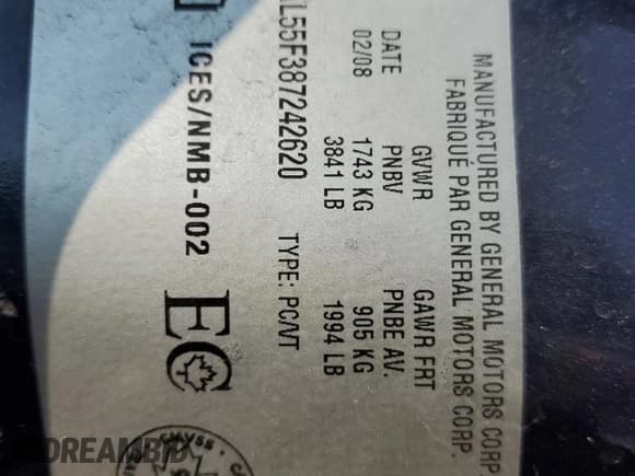 ✅ 2008 Pontiac G5 • VIN: 1G2AL55F387242620 • Лот: 59686475. Опубликован ранее на Copart с пробегом 224 526 миль. Бесплатный доступ к архиву аукционных продаж из США и подробный отчёт об истории автомобиля на DreamBid. Изображение 12.