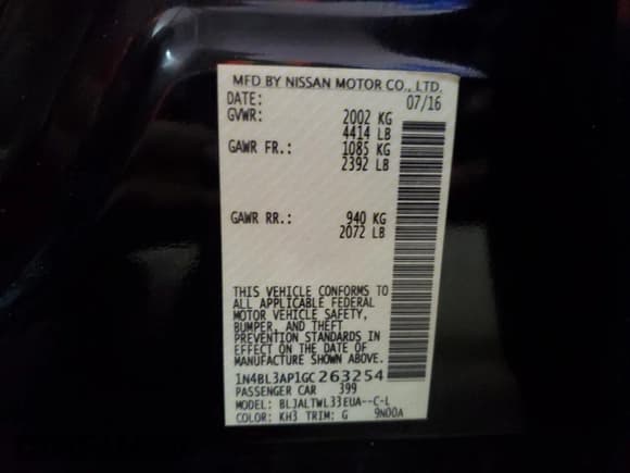 ✅ 2016 Nissan Altima SR • VIN: 1N4BL3AP1GC263254 • Lot: 52798565. Listed on Copart with 89,879 mi. Free auction sales archive from the USA and detailed vehicle history report at DreamBid. Image 12.