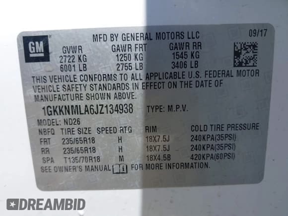 ✅ 2018 GMC Acadia SLT • VIN: 1GKKNMLA6JZ134938 • Lot: 42301360. Wystawiony na IAAI z przebiegiem 124 105 mil. Bezpłatny archiwum sprzedaży aukcyjnych z USA i szczegółowy raport historii pojazdu na DreamBid. Zdjęcie 9.