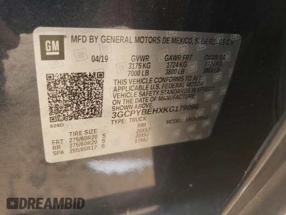 ✅ 2019 Chevrolet Silverado 1500 Custom • VIN: 3GCPYBEHXKG179096 • Lot: 71376864. Wystawiony na Copart z przebiegiem 65 109 mil. Bezpłatny archiwum sprzedaży aukcyjnych z USA i szczegółowy raport historii pojazdu na DreamBid. Zdjęcie 12.