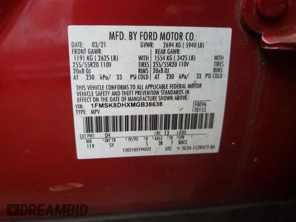 ✅ 2021 Ford Explorer XLT • VIN: 1FMSK8DHXMGB38638 • Лот: 90098375. Опубликован ранее на Copart с пробегом 57 879 миль. Бесплатный доступ к архиву аукционных продаж из США и подробный отчёт об истории автомобиля на DreamBid. Изображение 13.