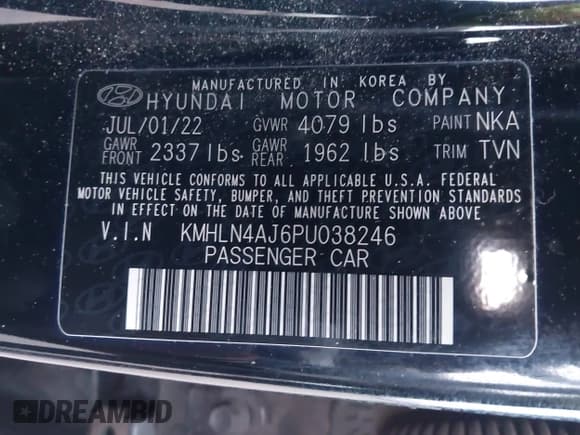 ✅ 2023 Hyundai Elantra Limited • VIN: KMHLN4AJ6PU038246 • Lot: 43738627. Listed on IAAI with 48,293 mi. Free auction sales archive from the USA and detailed vehicle history report at DreamBid. Image 9.