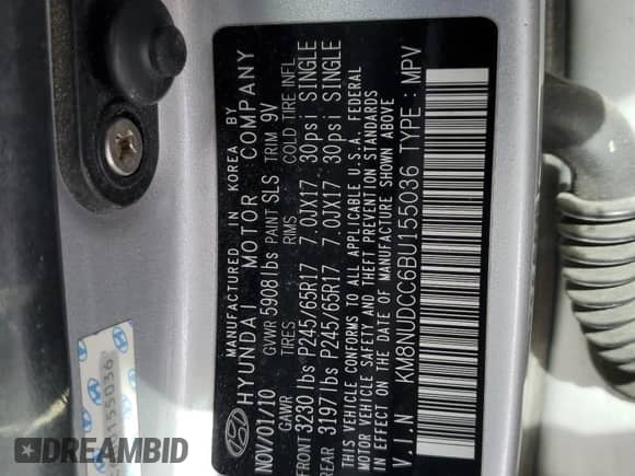 2011 Hyundai Veracruz GLS с VIN KM8NUDCC6BU155036, выставлен на аукционе Copart как лот 45884375 с пробегом 199 444 миль миль и Списание • Salvage title. История ставок и продаж доступна на DreamBid. Изображение 13.