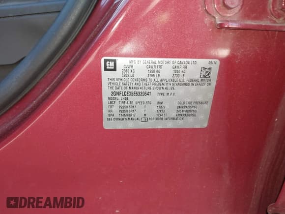 ✅ 2014 Chevrolet Equinox LT • VIN: 2GNFLCE35E6339641 • Лот: 43466913. Опубликован ранее на IAAI с пробегом 95 894 миль. Бесплатный доступ к архиву аукционных продаж из США и подробный отчёт об истории автомобиля на DreamBid. Изображение 9.