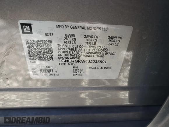 ✅ 2018 Chevrolet Traverse LT Cloth • VIN: 1GNERGKW4JJ235591 • Lot: 66465724. Wystawiony na Copart z przebiegiem 125 740 mil. Bezpłatny archiwum sprzedaży aukcyjnych z USA i szczegółowy raport historii pojazdu na DreamBid. Zdjęcie 13.