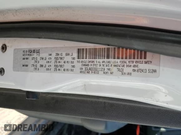 ✅ 2016 Ram 1500 Tradesman • VIN: 3C6JR6DG3GG111210 • Lot: 52863114. Listed on Copart with Not provided. Free auction sales archive from the USA and detailed vehicle history report at DreamBid. Image 12.