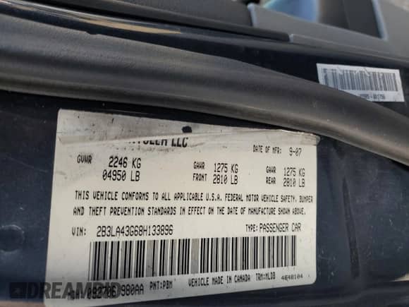 2008 Dodge Charger с VIN 2B3LA43G68H133896, выставлен на аукционе Copart как лот 80021964 с пробегом 169 917 миль миль и Списание • Salvage title. История ставок и продаж доступна на DreamBid. Изображение 12.