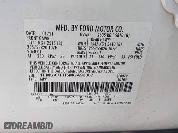 2021 Ford Explorer Limited z VIN 1FMSK7FH5MGA92367, wystawiony jako IAAI lot #41471571 z przebiegiem 27 650 mil mil oraz . Historia ofert i sprzedaży dostępna na DreamBid. Obrazek 9.