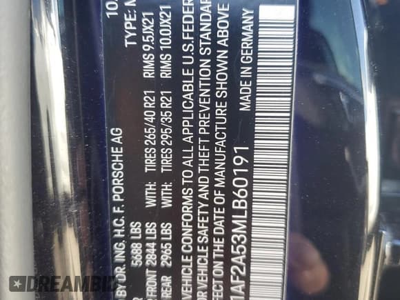 ✅ 2021 Porsche Macan Turbo • VIN: WP1AF2A53MLB60191 • Lot: 57424725. Listed on Copart with 52,197 mi. Free auction sales archive from the USA and detailed vehicle history report at DreamBid. Image 13.