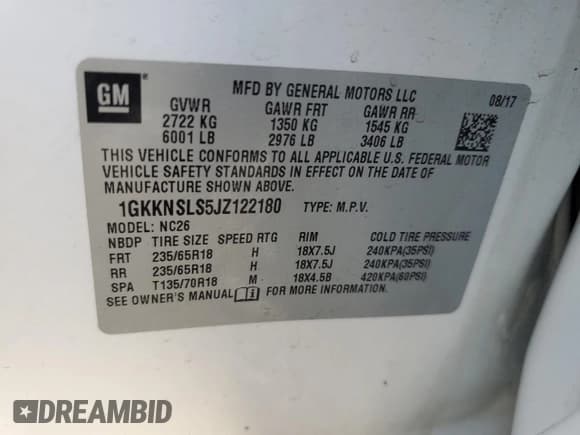 ✅ 2018 GMC Acadia SLE • VIN: 1GKKNSLS5JZ122180 • Lot: 68185695. Wystawiony na Copart z przebiegiem 178 530 mil. Bezpłatny archiwum sprzedaży aukcyjnych z USA i szczegółowy raport historii pojazdu na DreamBid. Zdjęcie 13.