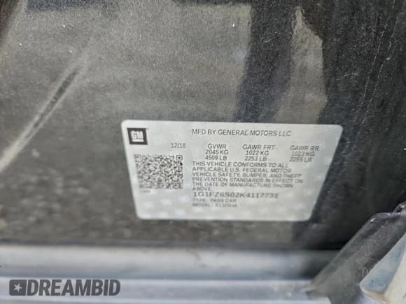 ✅ 2019 Chevrolet Bolt EV Premier • VIN: 1G1FZ6S02K4117731 • Lot: 94175675. Listed on Copart with 139,222 mi. Free auction sales archive from the USA and detailed vehicle history report at DreamBid. Image 12.