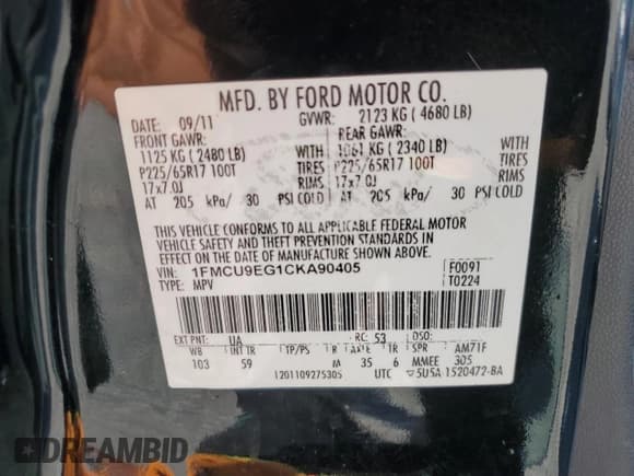 ✅ 2012 Ford Escape Limited • VIN: 1FMCU9EG1CKA90405 • Лот: 84401775. Опубликован ранее на Copart с пробегом 164 702 миль. Бесплатный доступ к архиву аукционных продаж из США и подробный отчёт об истории автомобиля на DreamBid. Изображение 13.