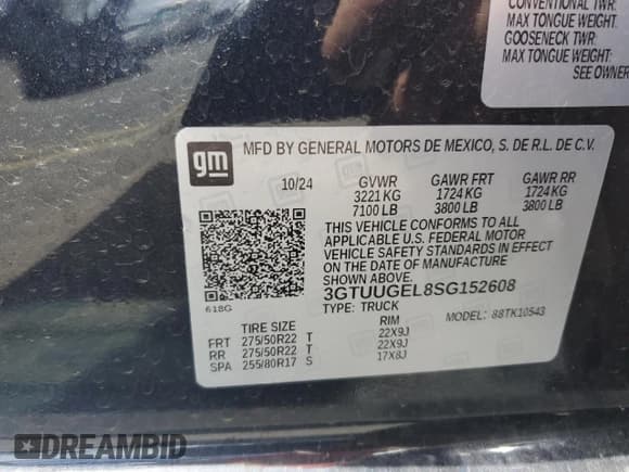✅ 2025 GMC Sierra 1500 Denali • VIN: 3GTUUGEL8SG152608 • Лот: 58236345. Опубликован ранее на Copart с пробегом 3 400 миль. Бесплатный доступ к архиву аукционных продаж из США и подробный отчёт об истории автомобиля на DreamBid. Изображение 12.