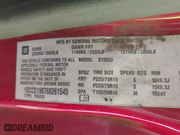 2006 Chevrolet Colorado Work Truck с VIN 1GCCS198768261545, выставлен на аукционе IAAI как лот 43278777 с пробегом 200 439 миль миль и . История ставок и продаж доступна на DreamBid. Изображение 9.