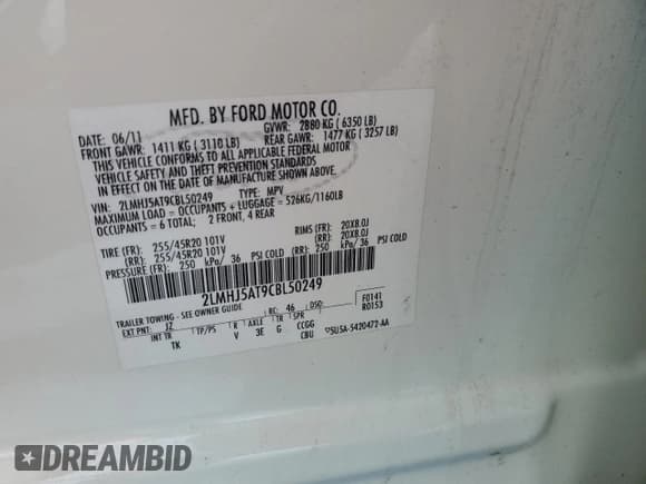 ✅ 2012 Lincoln MKT EcoBoost • VIN: 2LMHJ5AT9CBL50249 • Lot: 70812795. Wystawiony na Copart z przebiegiem 178 368 mil. Bezpłatny archiwum sprzedaży aukcyjnych z USA i szczegółowy raport historii pojazdu na DreamBid. Zdjęcie 13.