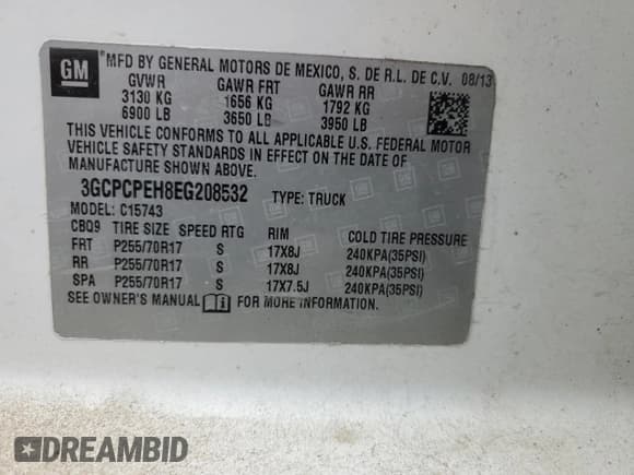 ✅ 2014 Chevrolet Silverado 1500 Work Truck • VIN: 3GCPCPEH8EG208532 • Лот: 60853685. Опубликован ранее на Copart с пробегом 150 015 миль. Бесплатный доступ к архиву аукционных продаж из США и подробный отчёт об истории автомобиля на DreamBid. Изображение 12.